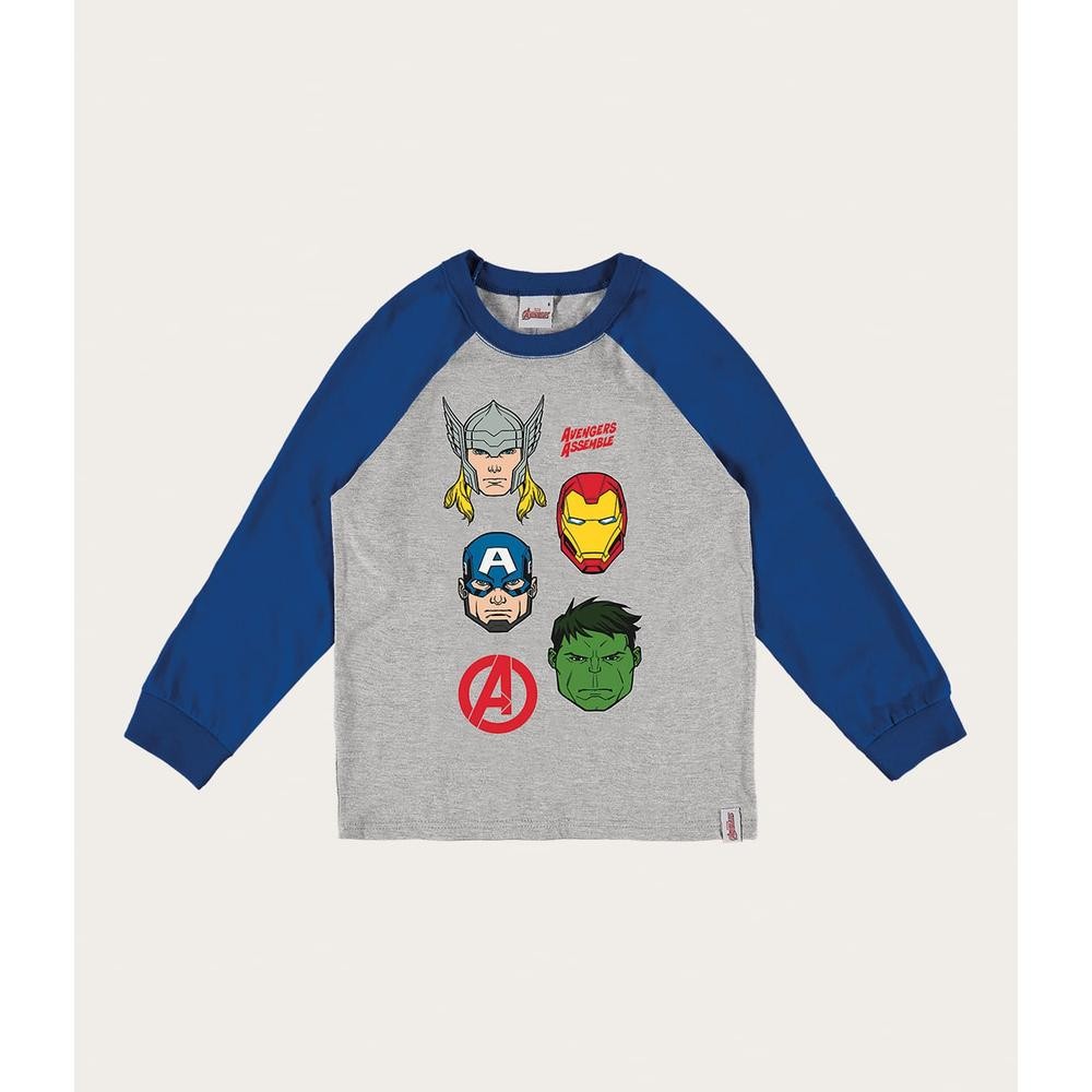 Camiseta Infantil Menino Manga Raglan Avengers® Malwee Kids
