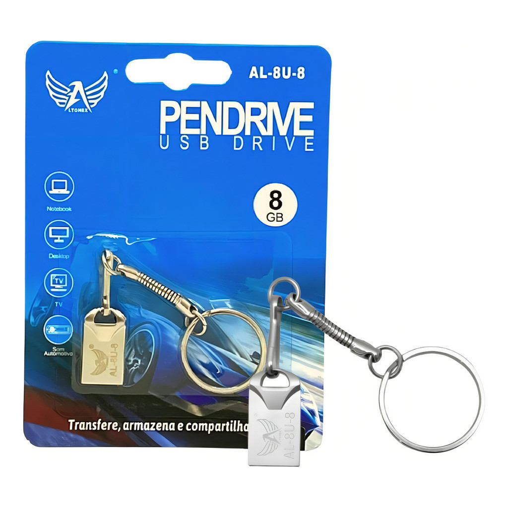 Pendrive Chaveiro 8gb Altomex Al-8u-8 Cor Prateado