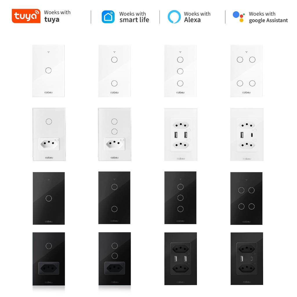 COIBEU Tuya WiFi Interruptor Inteligente Touch com Controle Remoto Sem Fio para Alexa e Google Home