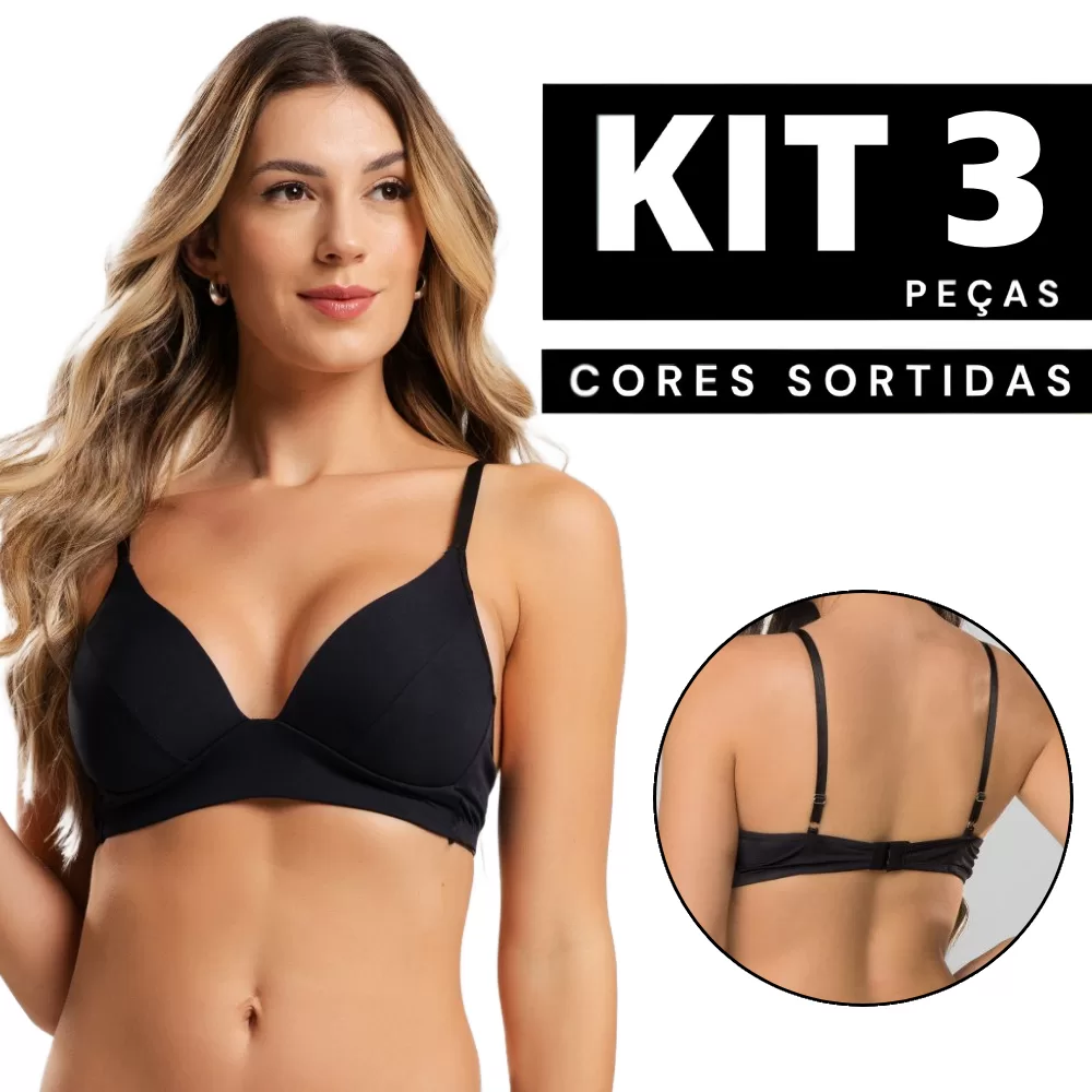 Kit Sutiã Com Bojo Molinho Sem Aro Confortável Não Amassa Respirável para o Dia a Dia