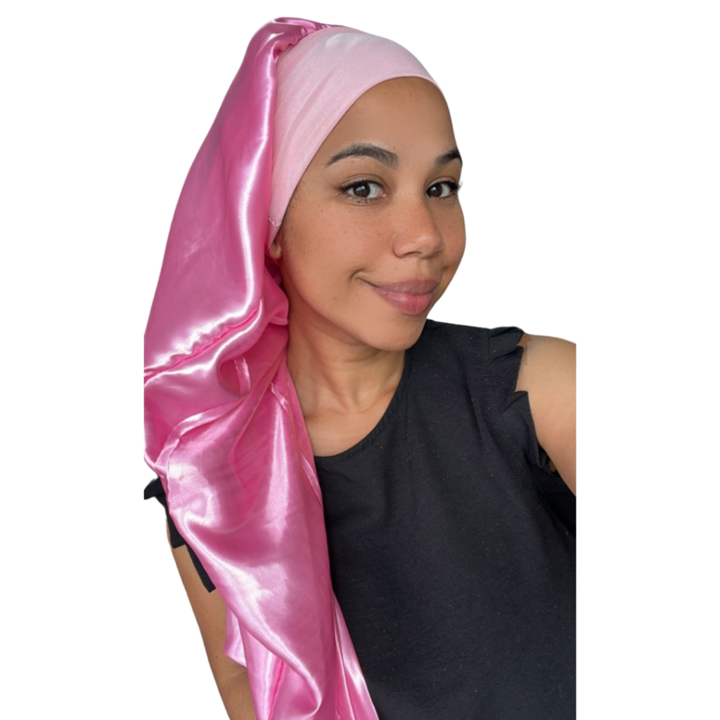 Anny Beleza Touca de Cetim Longa Toca de cetim com faixa antifrizz  para tranças box dread