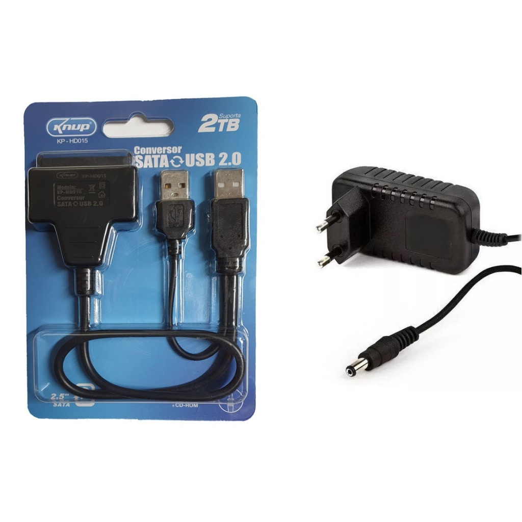 Cabo Conversor Adaptador usb 3.0 para Ssd e Hd 2.5 e 3.5 Notebook Pc + Fonte 12V