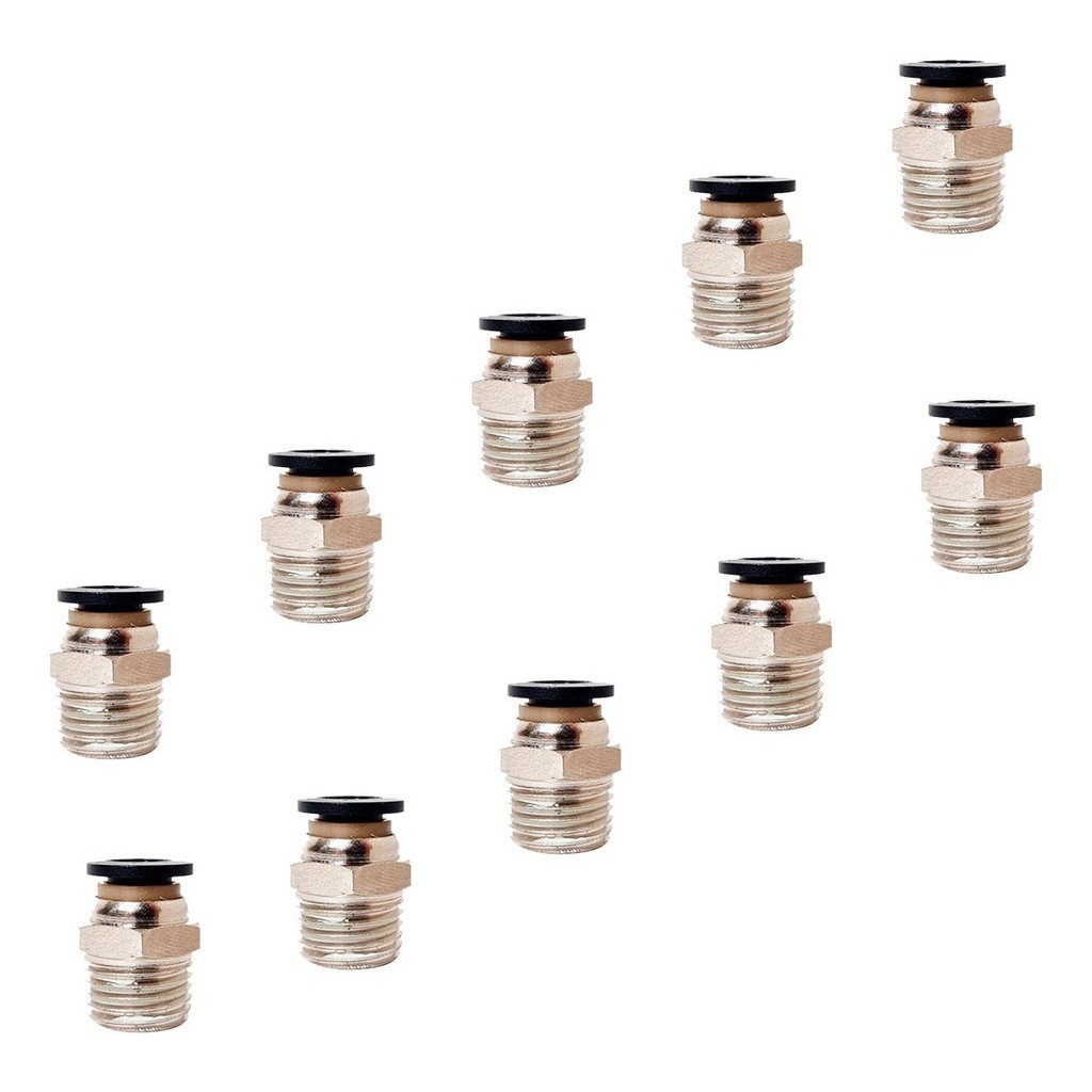 KIT COM 10 CONECTORES PNEUMATICO MACHO INST PLASTICO 6MM