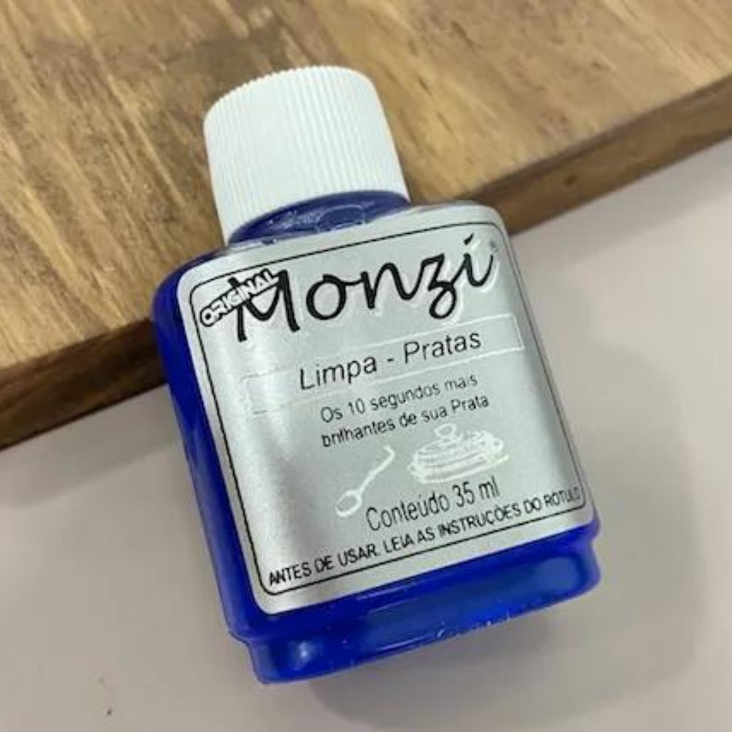 Limpa Prata Monzi Azul 35ml Limpador de Pratas 925 Liquido