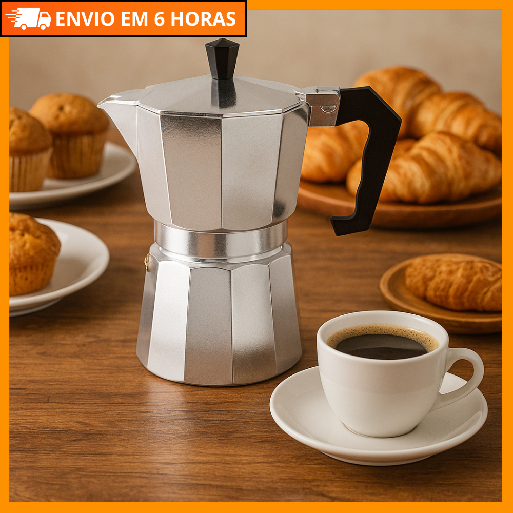 Cafeteira Italiana Moka Alumínio 3, 6, 9 e12 Xícaras Café Forte e Aromático