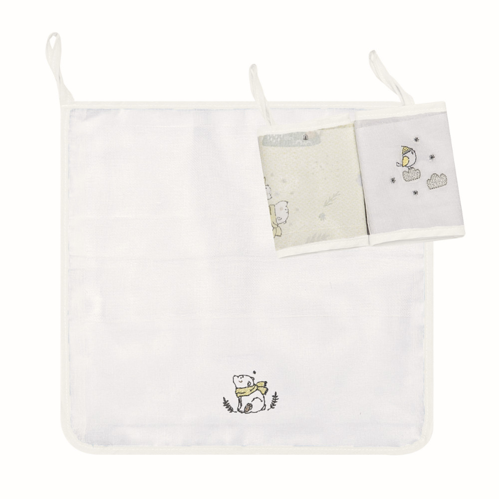 Babete com Prendedor de Chupeta com Estampa e Bordado – Papi – Ref.:1094