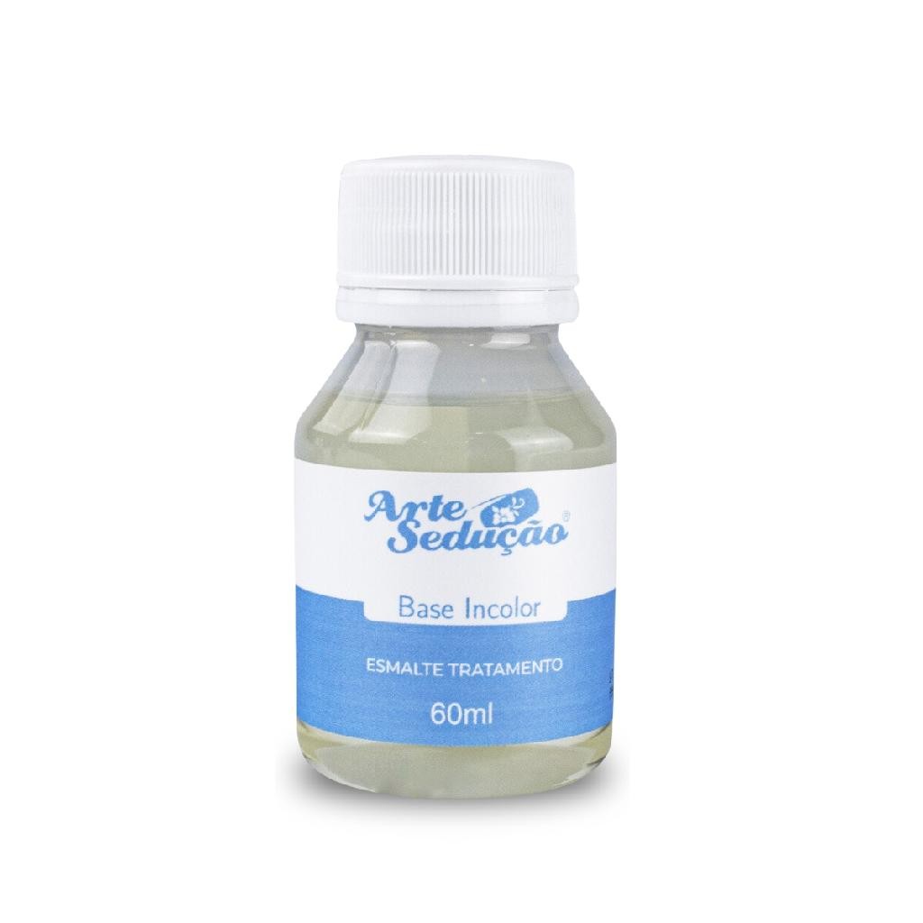 Esmalte de Tratamento Base Incolor 60ml Arte Sedução Unhas Proteção Secagem Cobertura Brilho Refil