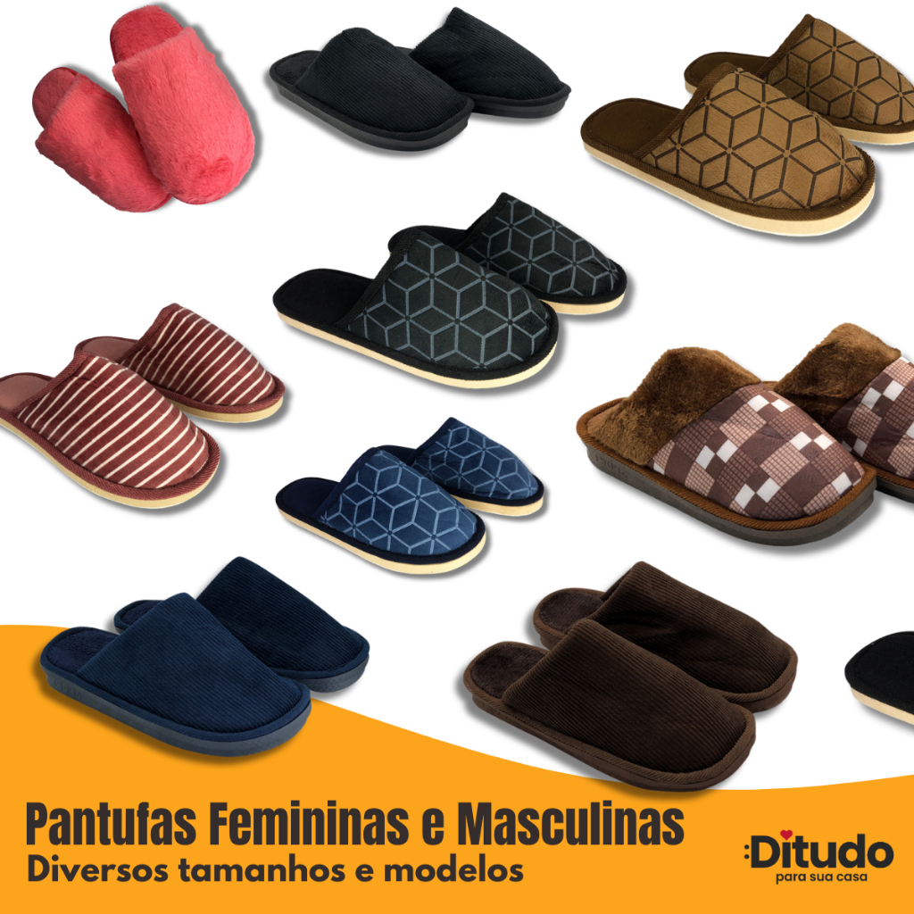 Pantufa  Feminina e Masculina Diversos Modelos Lisa