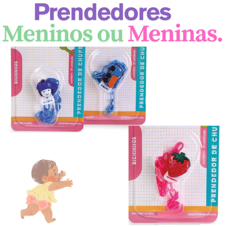 Prendedor correntinha de plástico para chupeta de