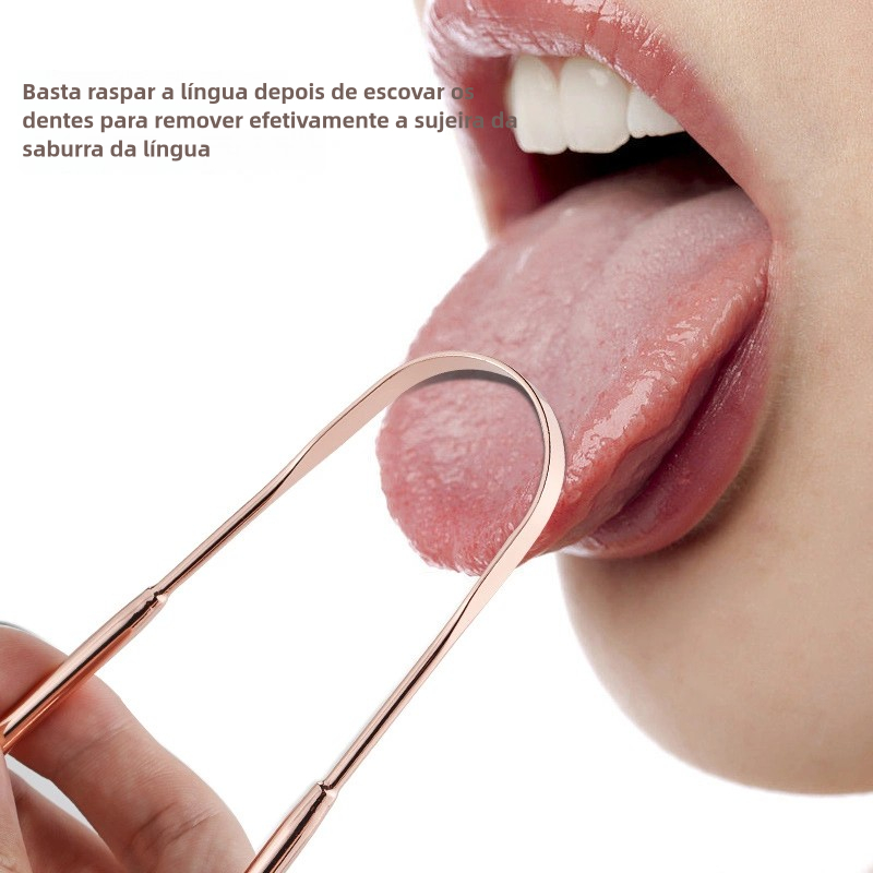 Limpador Raspador De Língua Em Aço Inox Para Higiene Bucal Promoção
