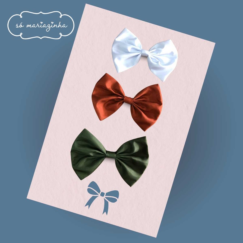 kit Laço Decorativo de Cabelo Com 3 unidades: Oliva, Terracota, Branco REF4201
