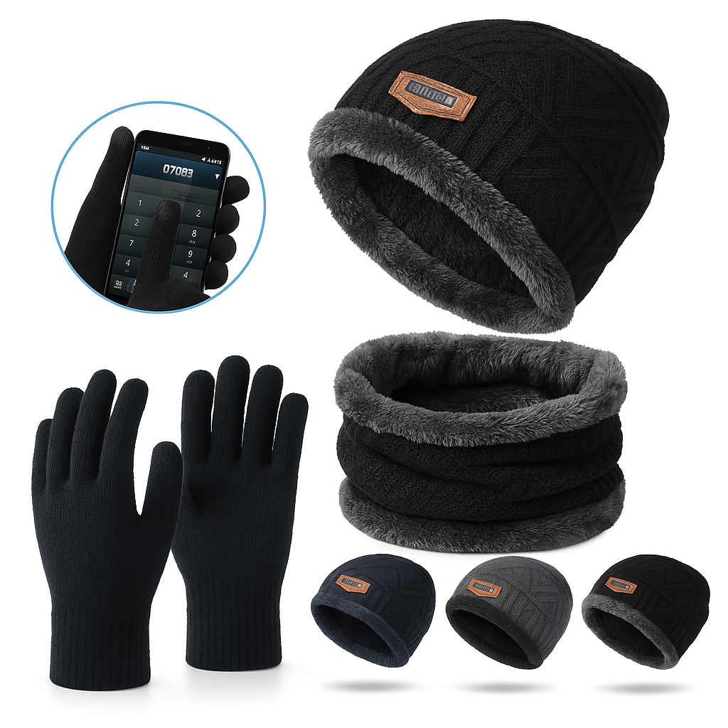 Kit Frio Inverno Touca Gorro + Luva Touch Celular + Cachecol Quentinho