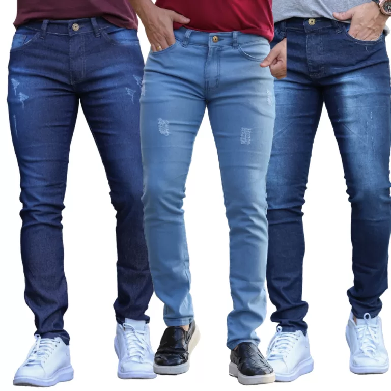 Kit 3 Calças Jeans Masculina Elastano Skinny Barr