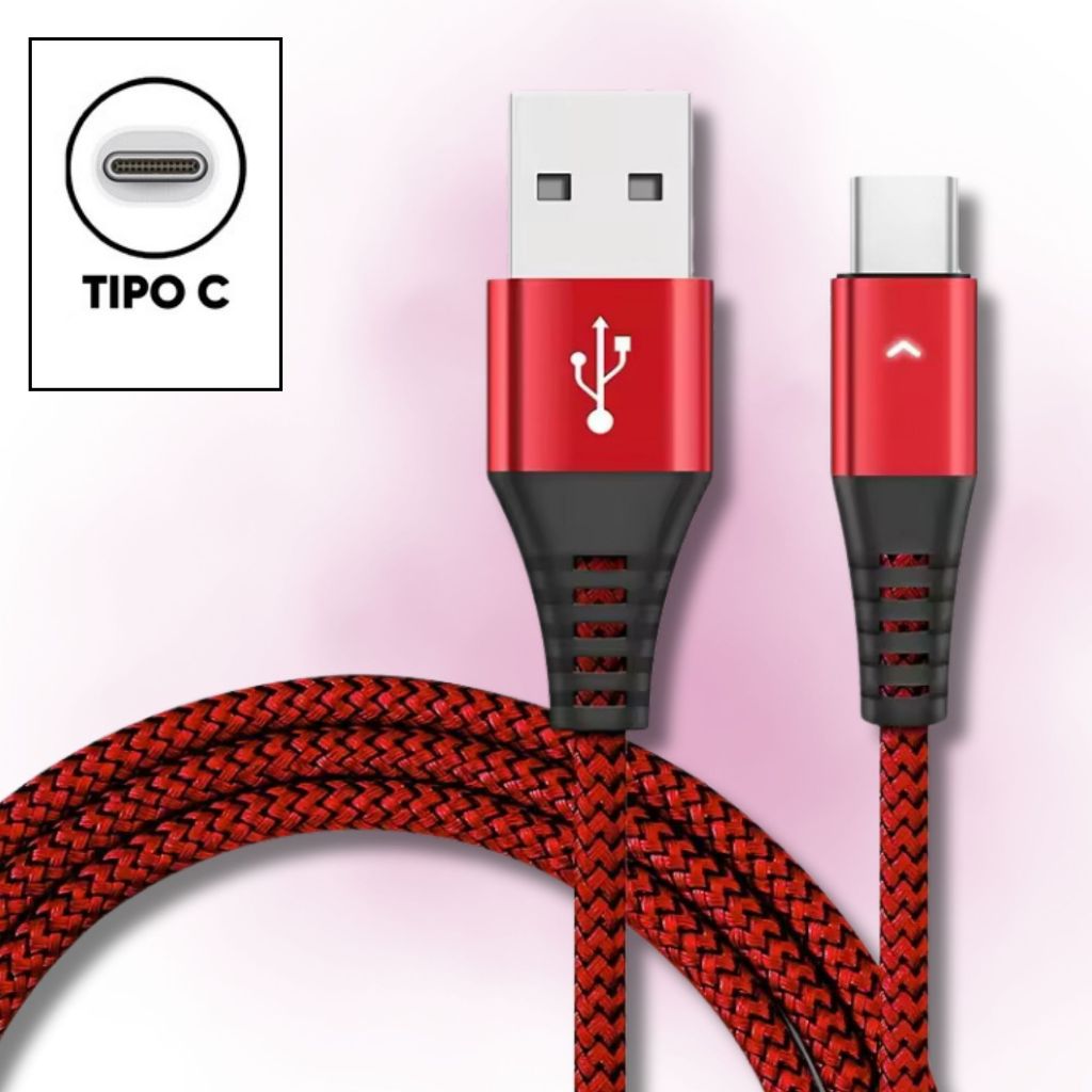 Cabo Rapido USB Tipo C longo 2 metros Turbo Carregador e Dados Celular Nylon Resistente