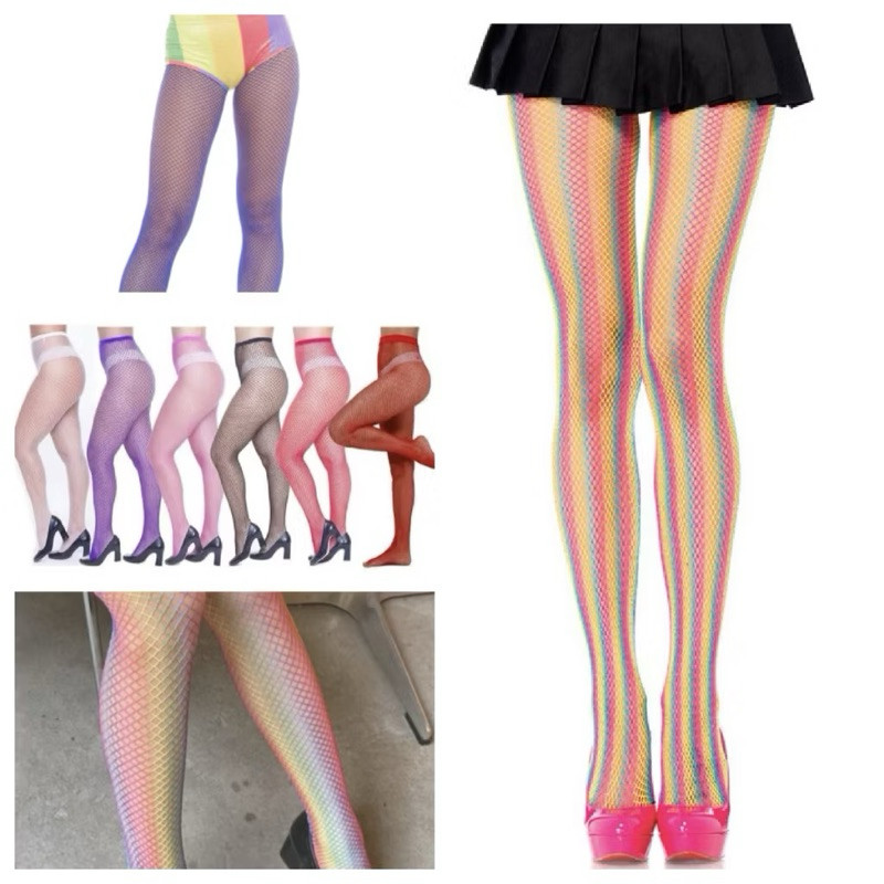 Meia Arrastão Colorida Adulto Cosplay Fantasia Carnaval