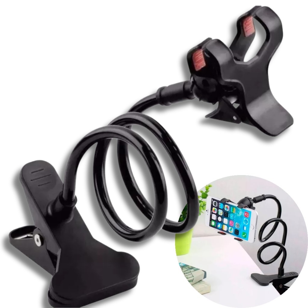 Suporte de Celular Flexível Articulado de Mesa Cama Sofa Com Garra Universal