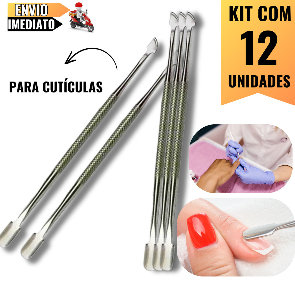 Kit 12 Extratores de Cutícula 12,4cm  Ideal para Profissionais da Beleza e Uso Diário