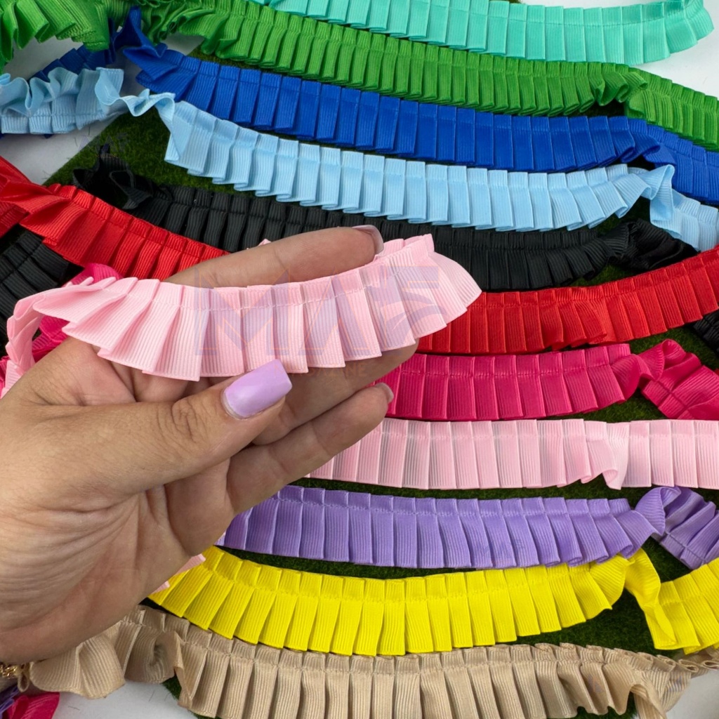 Fita Drapeada 22mm x 2 Metros Festa Infantil Personalizado de Luxo Gorgurão Babadinho Franzida TB1