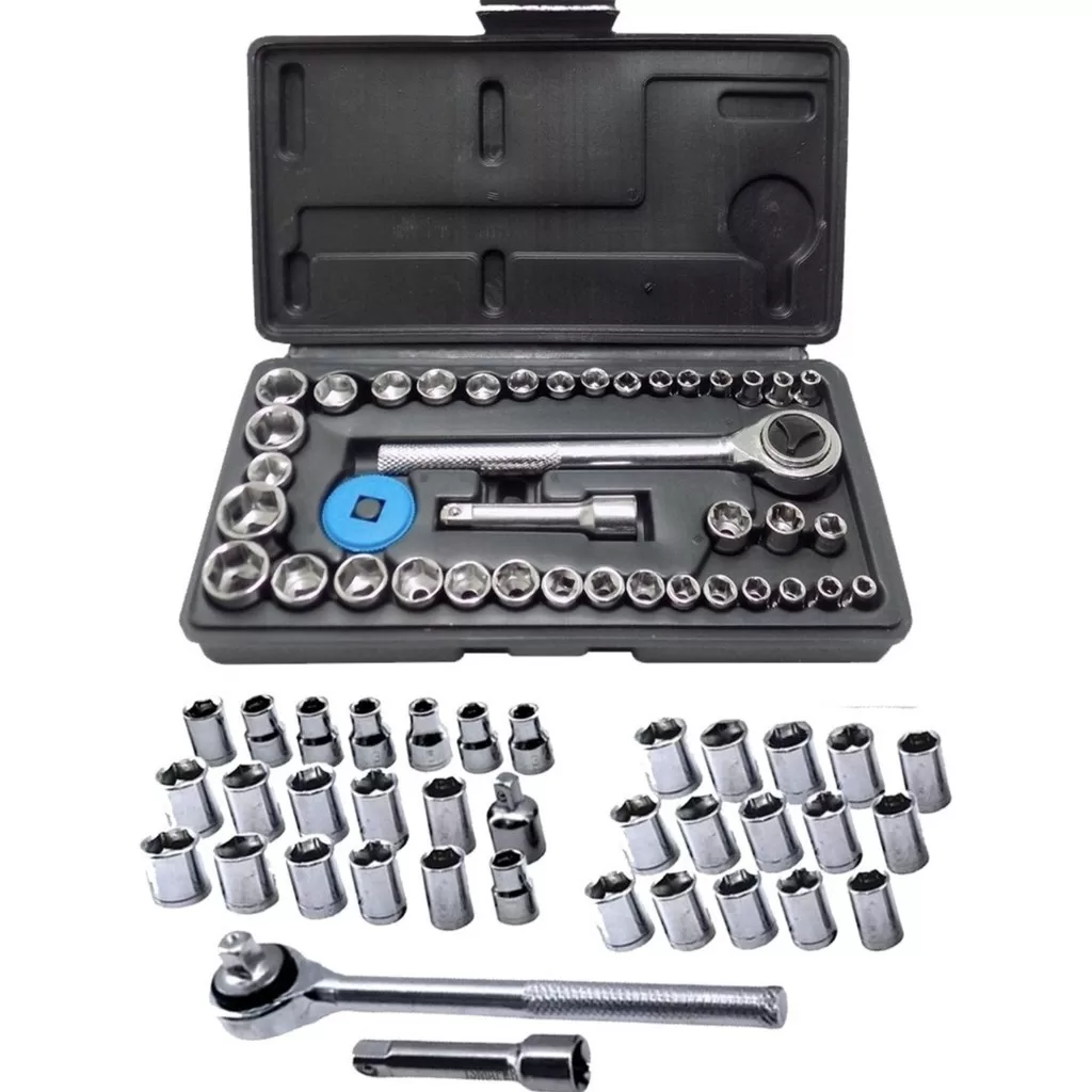 Kit Jogo De Chave De Catraca Reversível Com Soquetes – 40 Peças + Maleta Equipa Tools