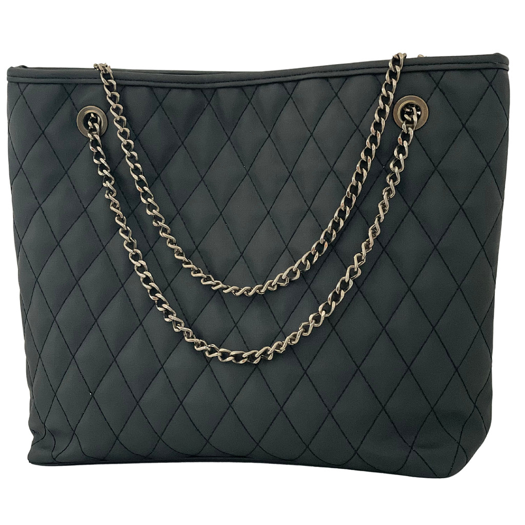 Bolsa ecobag Notbook Matelasse Preta Alça Corrente