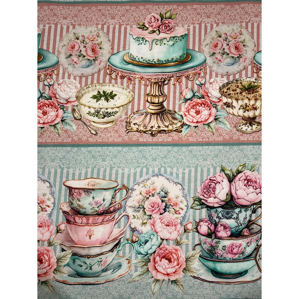 Tecido Tricoline Estampado Barrado Digital 100% Algodão – Porcelanas