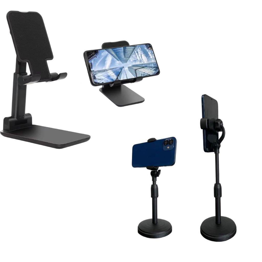 Kit Suporte Celular Mesa Articulado 360° + Suporte Celular Pequeno Portátil Ajustável