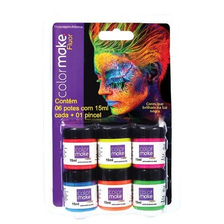 Cartela de Tinta Facial Líquida 6 cores Neon Colo