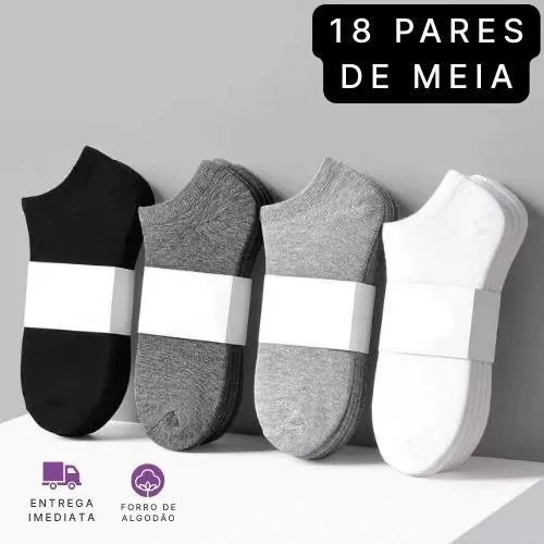 kit 15 pares de meias cano baixo soquete feminina 