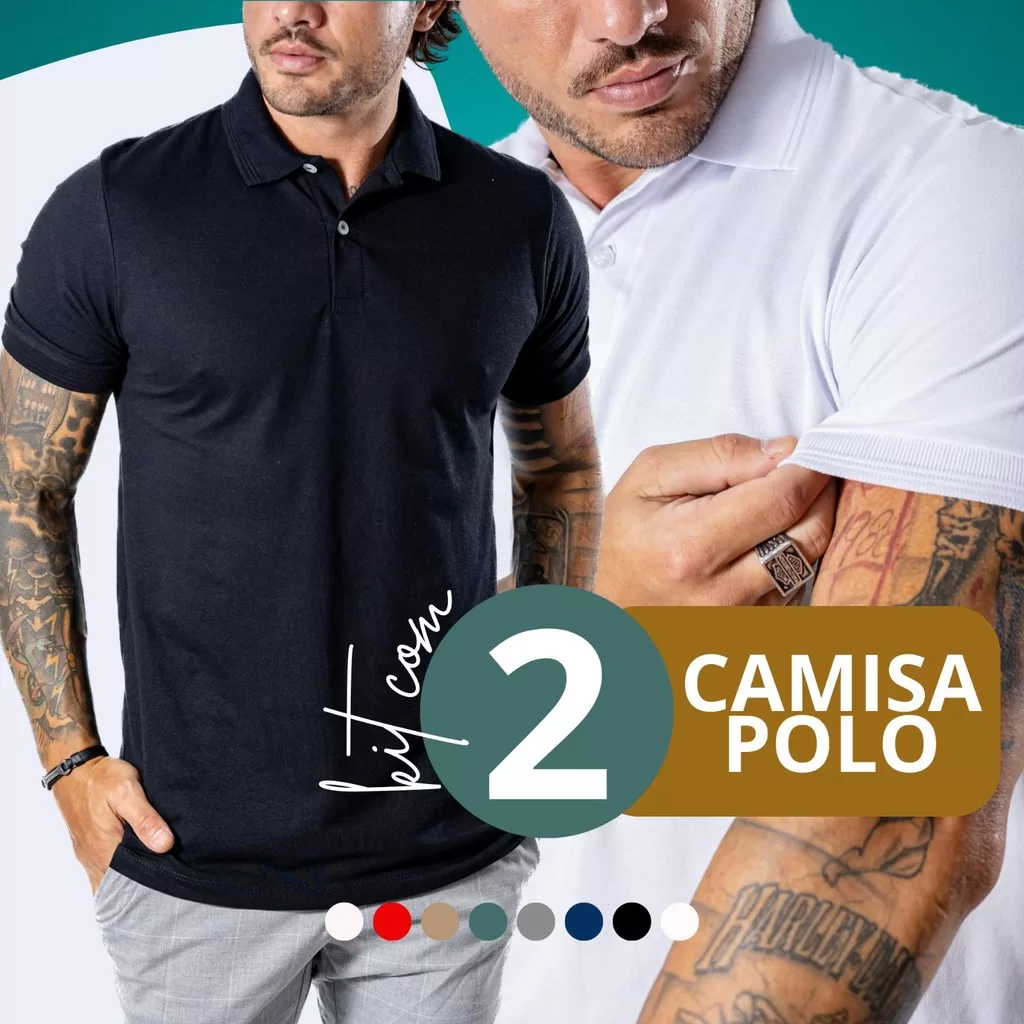 Kit 2 Camisa Polo Masculina Piquet Premium Atacado Ajusta ao corpo LP