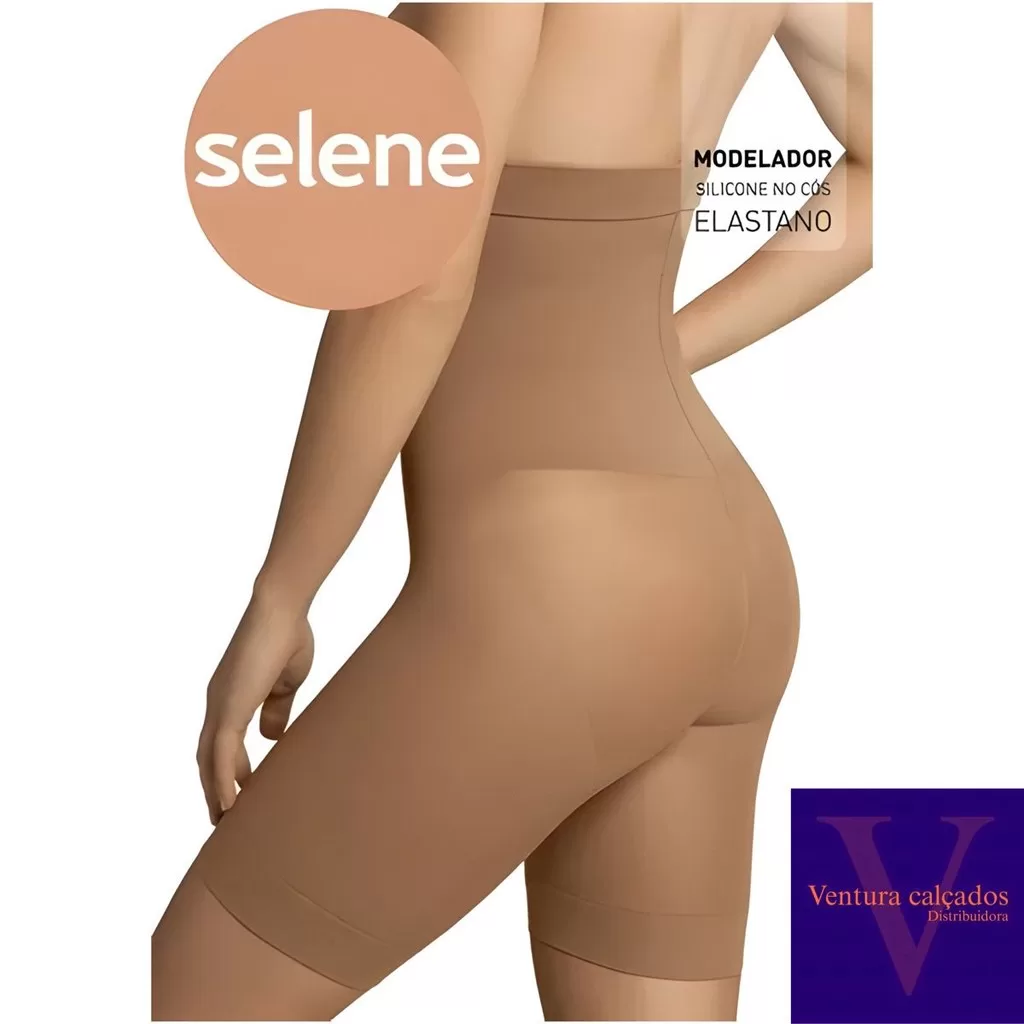 SHORT MODELADOR SELENE COS SILICONE CINTA REDUTORA ELASTANO