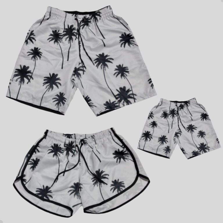 Conjunto Familia 3 Peças Shorts Casal Pai Mae Fil