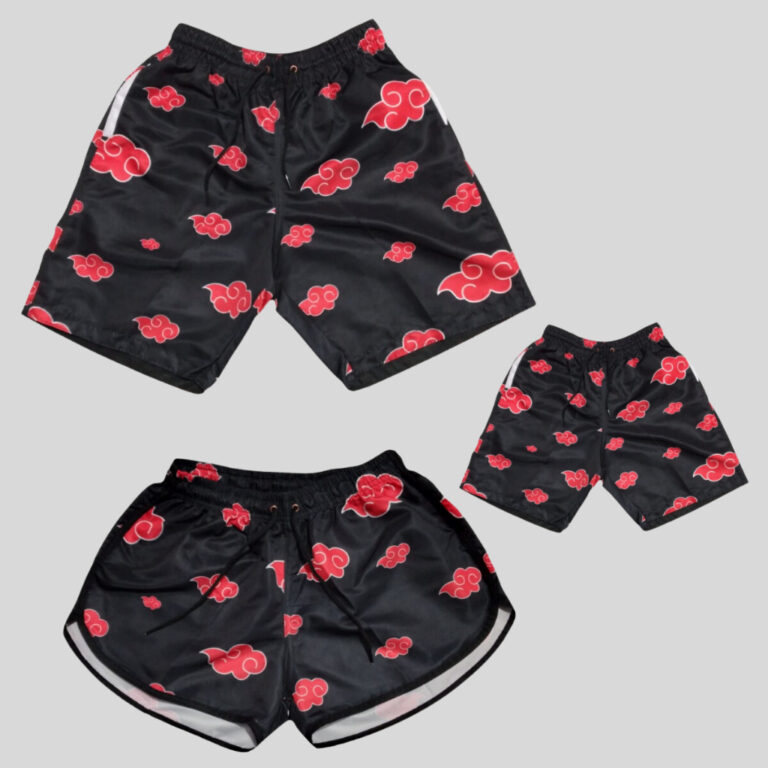 Kit 3 Shorts Familia Conjunto Casal Pai Mae Filho 