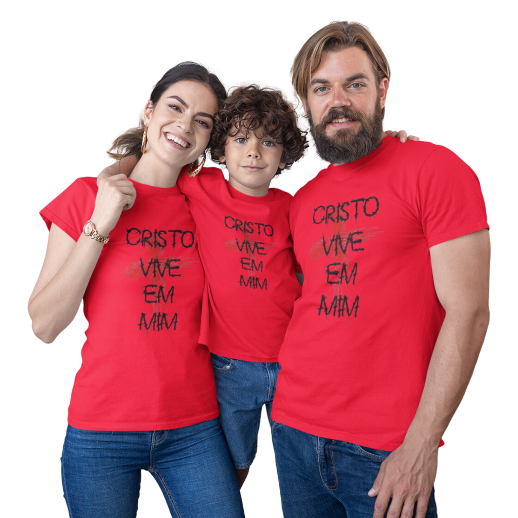 Camisetas Cristo Vive em Mim Religiosa Monte seu Kit Familia -Valor de 1 peça