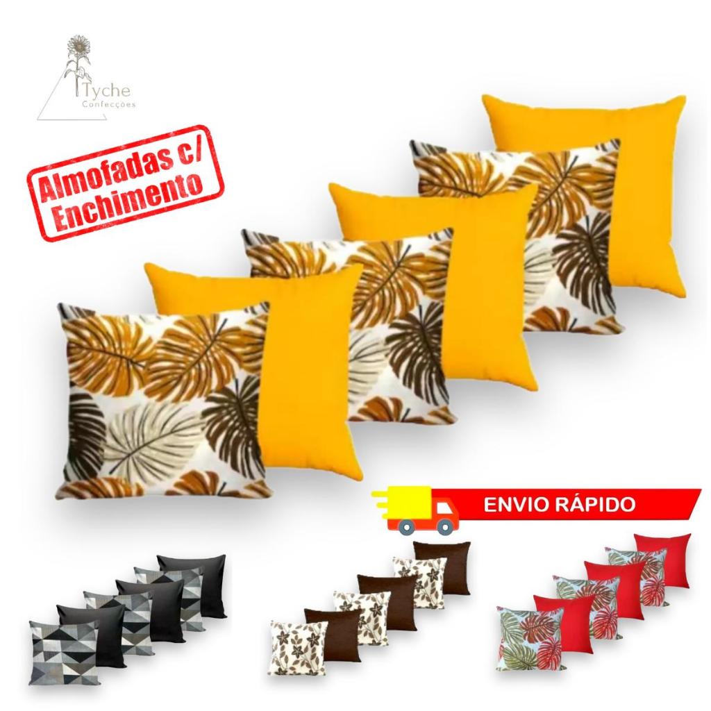 KTI COM 6 ALMOFADAS CHEIAS COM ENCHIMENTOS PARA QUARTO SALA OU SOFÁ