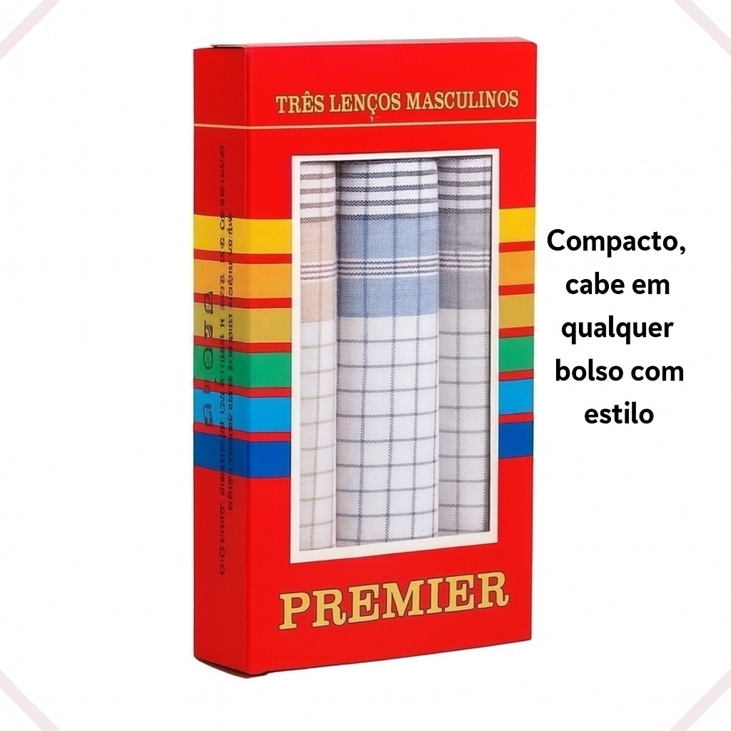 Kit 6 Lenços Tecido 100% Algodão Premier 32×32 Presente Pais