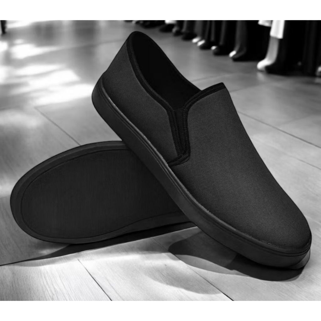 Sapatilha Feminina Elegante e Confortável Unissex Preta Dia e Noite Slip On Casual Moderna Leve Maci