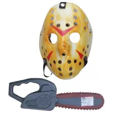 Kit Jason c/ Máscara e Motossera c/ Sangue