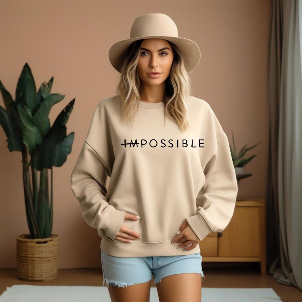 Moletom Gola Redonda Suéter Estampado Impossível Unissex