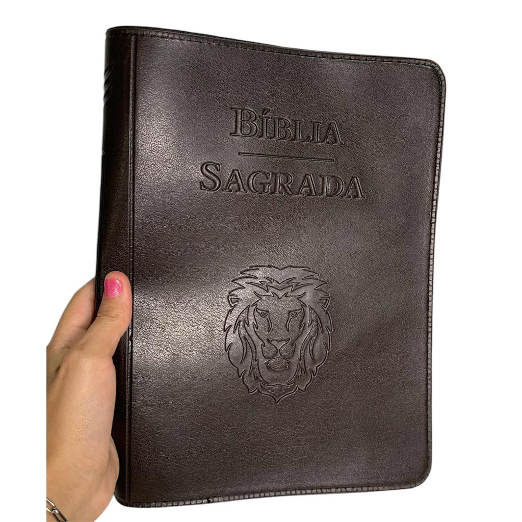 Capa Para Bíblia Couro Sintético Corino Com Zíper Bolso  Alta Durabilidade Resistente