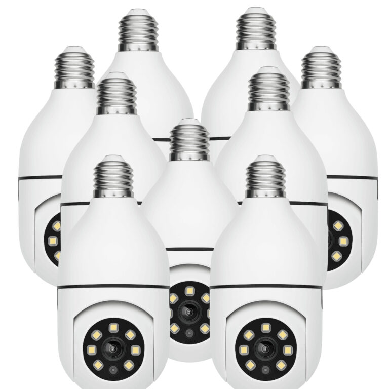 Kit 9 Câmeras Wi-Fi Lâmpada 360° com Rotação 