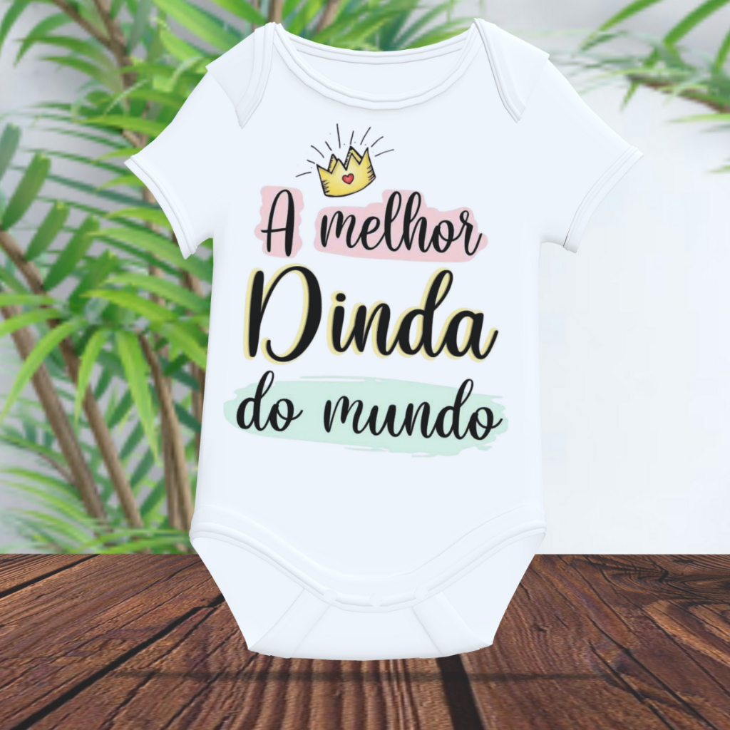 Body Bebê Personalizado Dinda Mesversario Chá de Bebê Sua Arte Sua Estampa