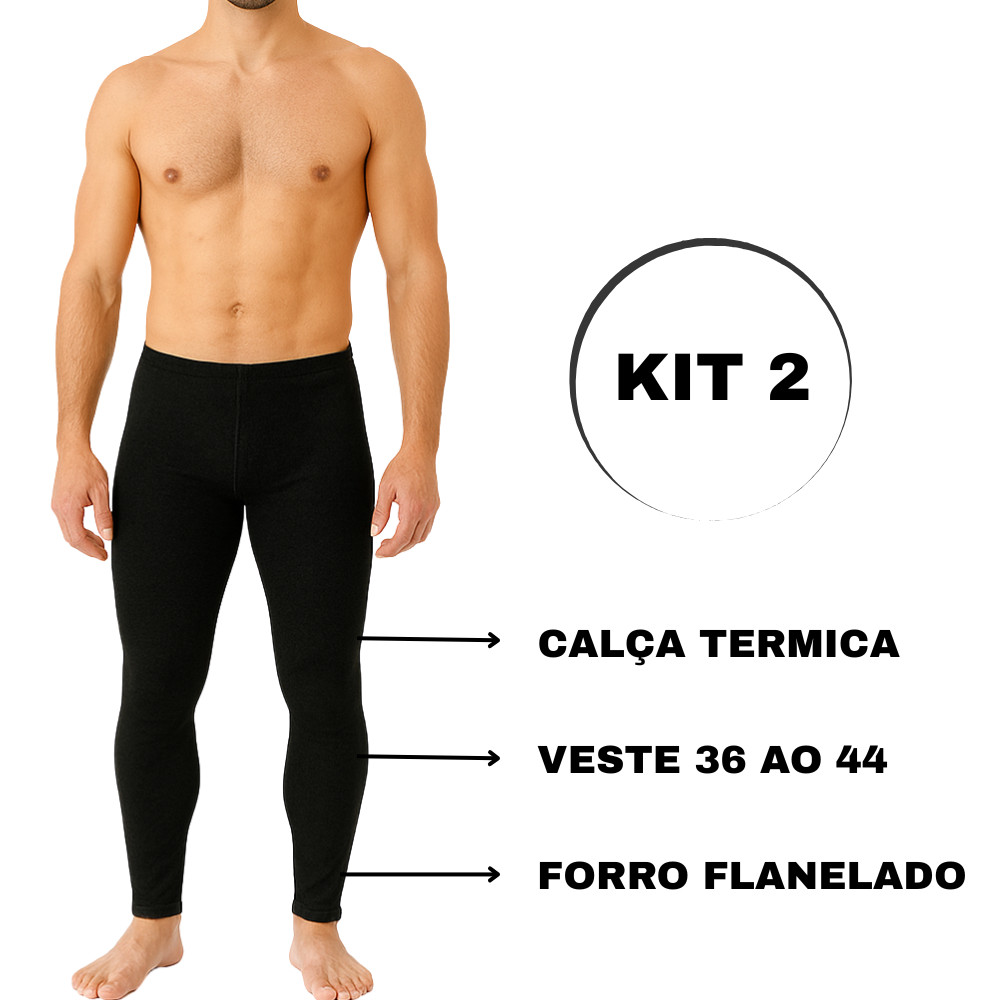 Kit 2 Meia Calça Termica Masculina Forro Flanelado Peluciado Inverno Sem Pé MK
