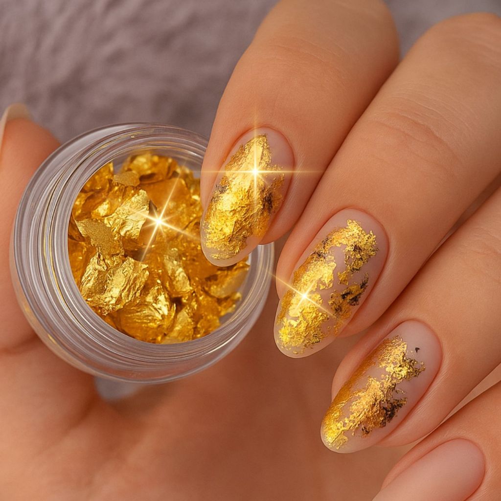 Kit 12 Potes de Folha de Ouro Prata e Bronze / Resina Epóxi/ Encapsulamento Nails / Alongamento Nail