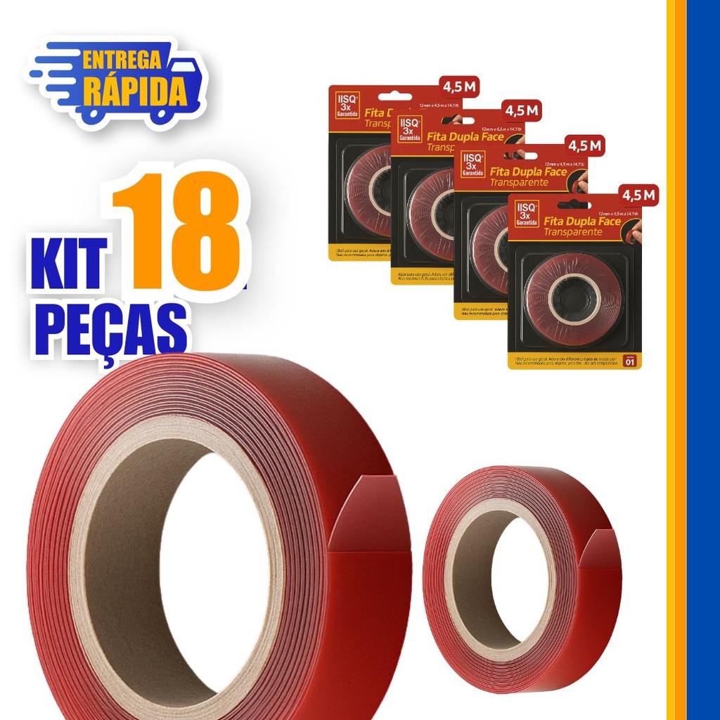 18 Rolo Fita Adesiva Dupla Face Ultraforte-À Prova Dágua Para Melhoria, Eletrodomésticos 100 * 1 Cm
