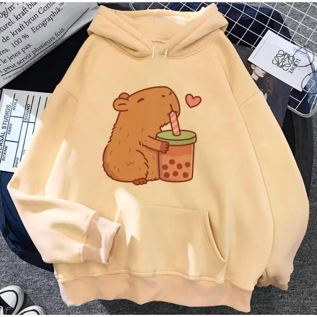 Moletom Canguru Infantil Casaco Unissex 02 04 06 08 10 12 14 Blusa De Frio Estampa Capivara Milk Fof