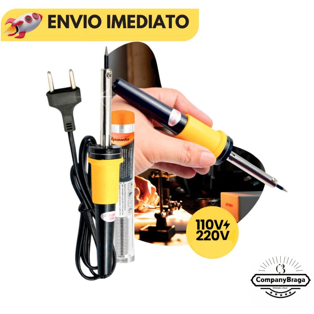 Kit Ferro De Solda 60W Soldador 40W 110v 220v Com Estanho e sem estanho