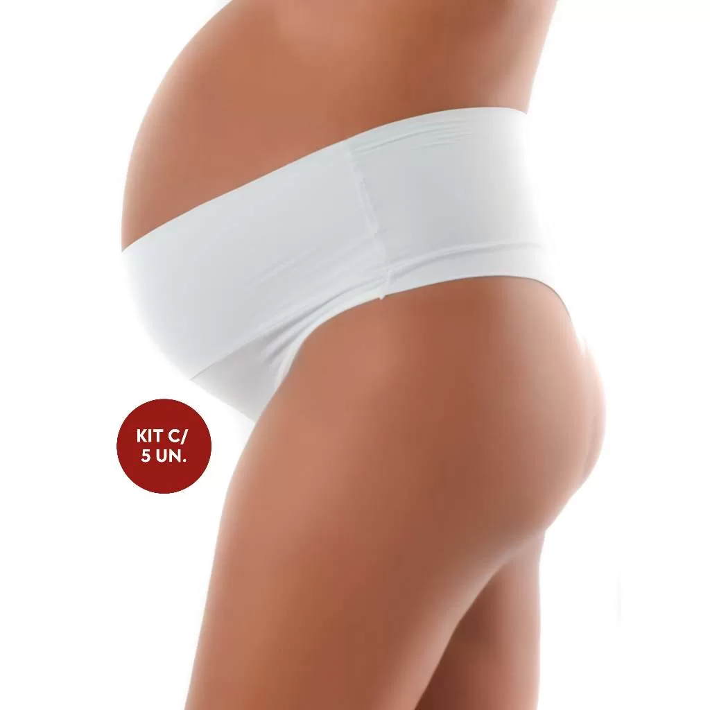 Kit 5 Calcinhas Fio Duplo Gestante Cintura Alta Cós Duplo  Lingerie Segura Barriga Pós Parto