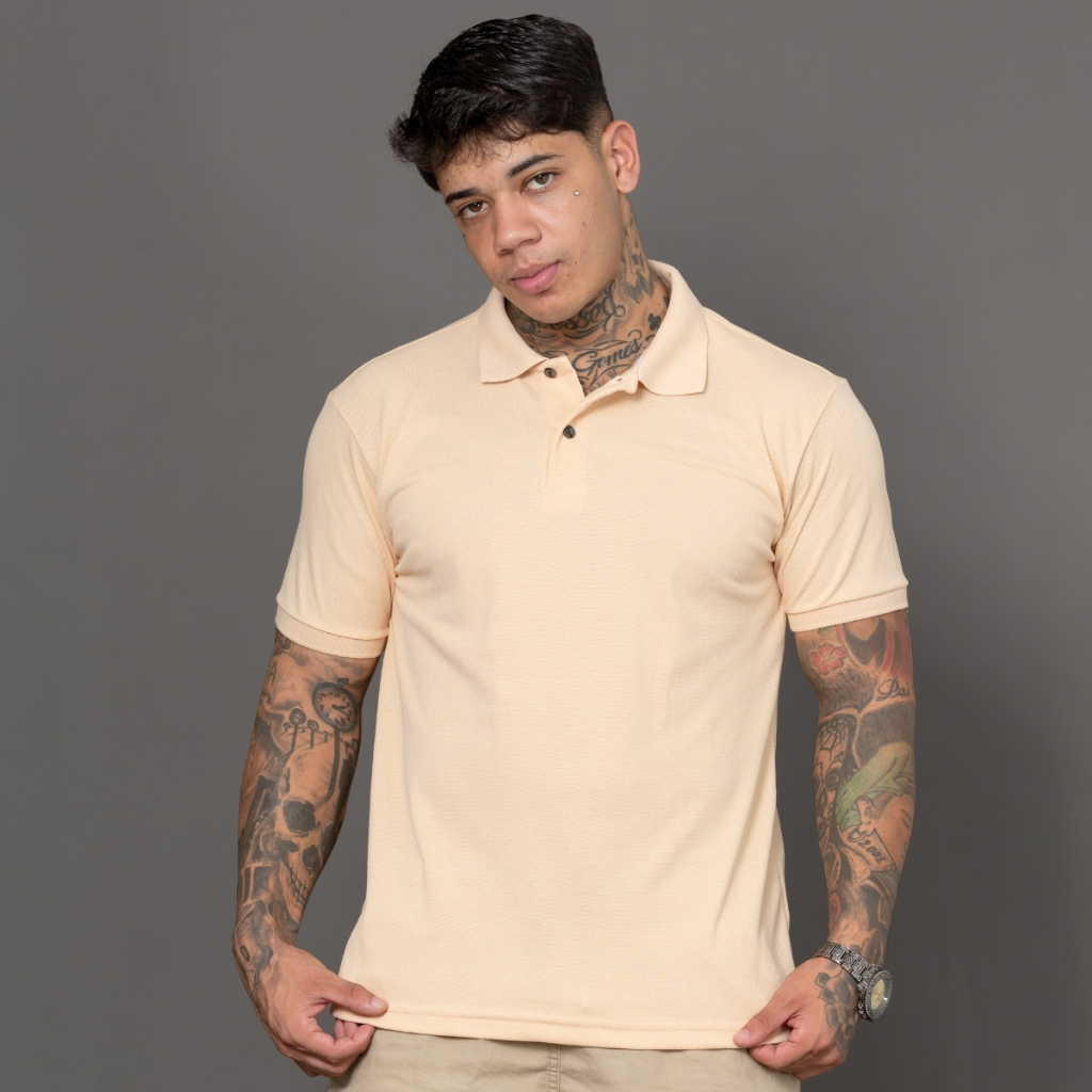 Camisa Polo Masculina Algodão Piquet Lisa Uniforme Premium