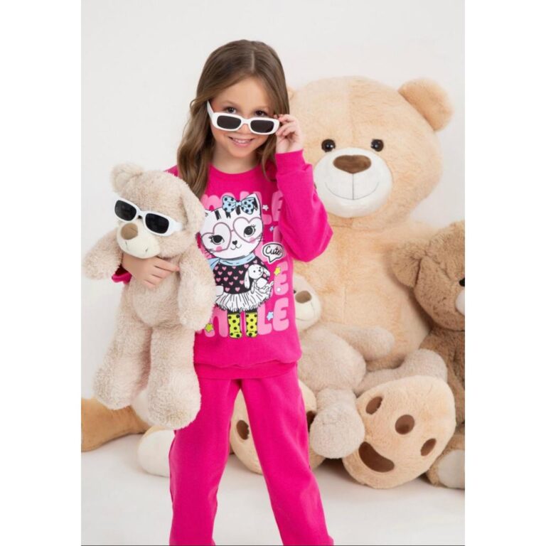 Conjunto Moletom Menina Quentinho Com Punho Estamp