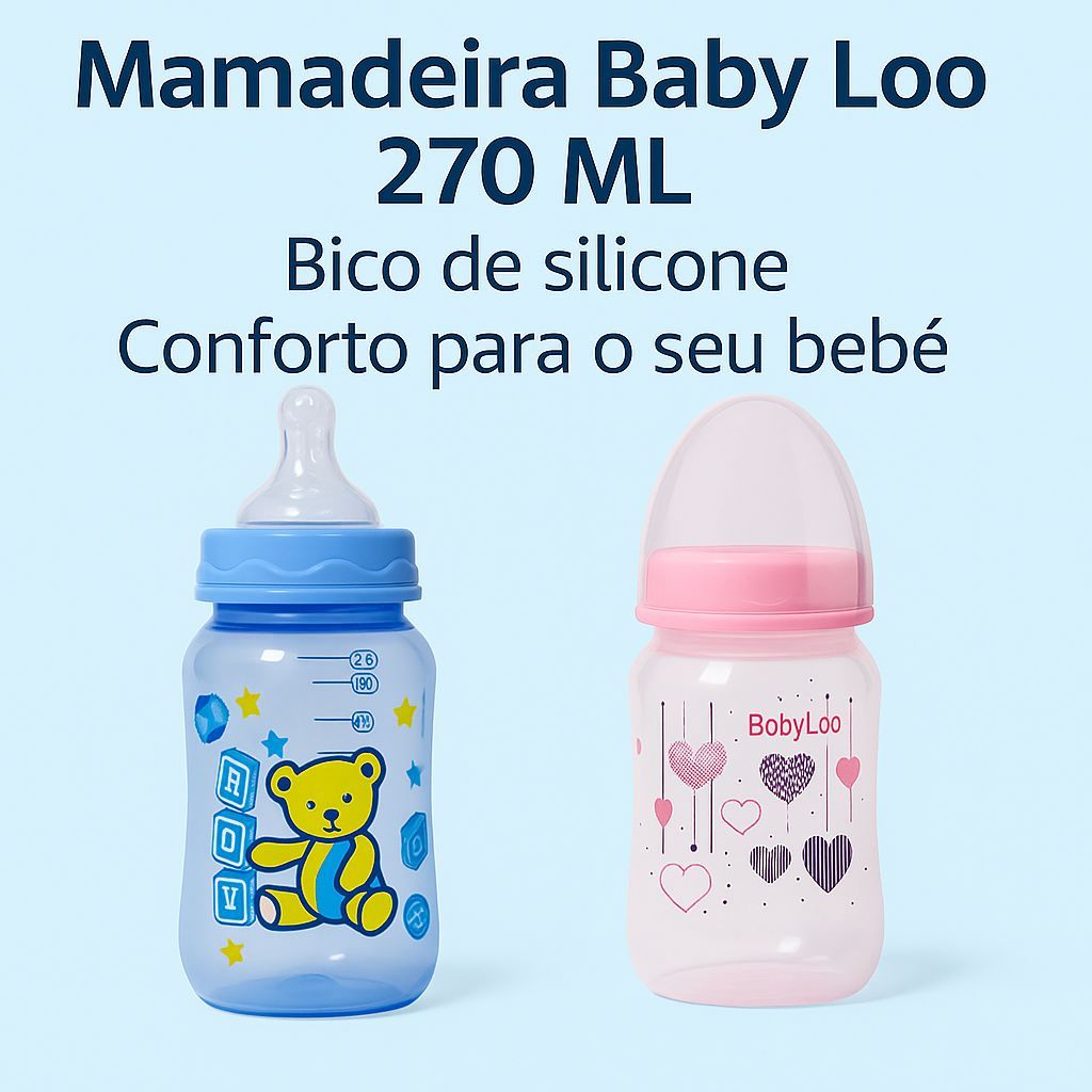 Mamadeira 270 ml Bico Big Redondo em Silicone Petita  envio imediato .